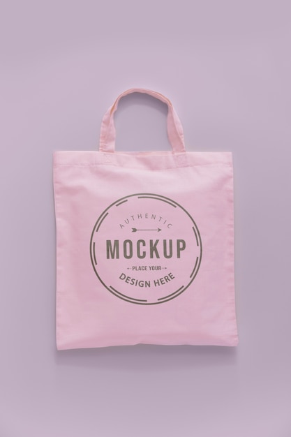 Flat lay of tote bag mockup