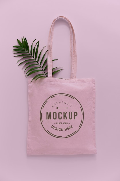 Flat lay of tote bag mockup