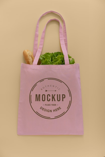 Flat lay of tote bag mockup