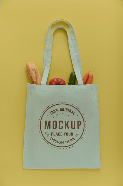 Flat lay of tote bag mockup