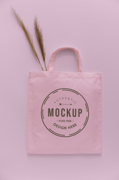 PSD flat lay of tote bag mockup