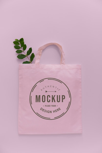 PSD flat lay of tote bag mockup