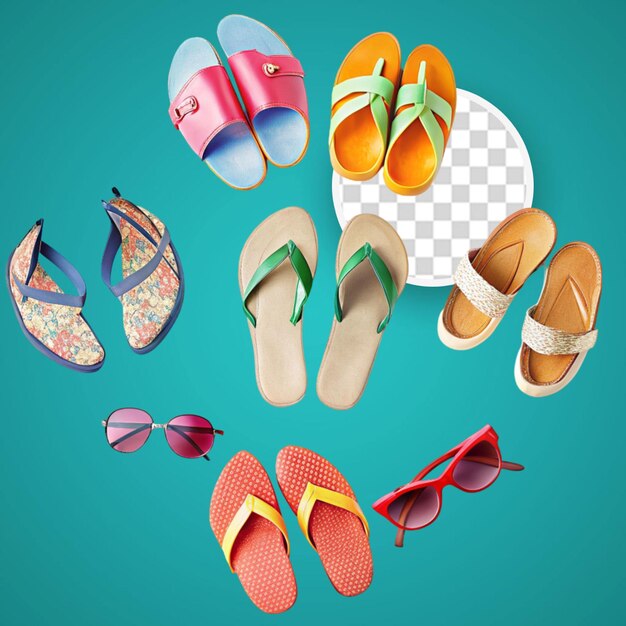 PSD flat lay van zomer concept met flip flops