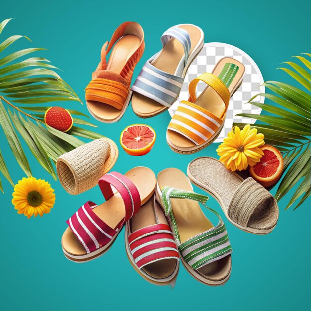 PSD flat lay van zomer concept met flip flops