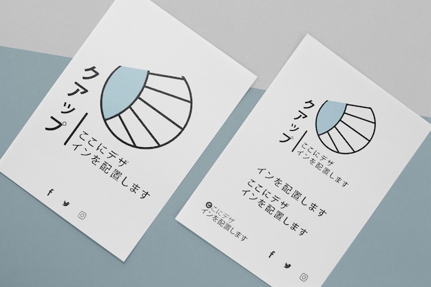 Flat lay various japanese mock-up document