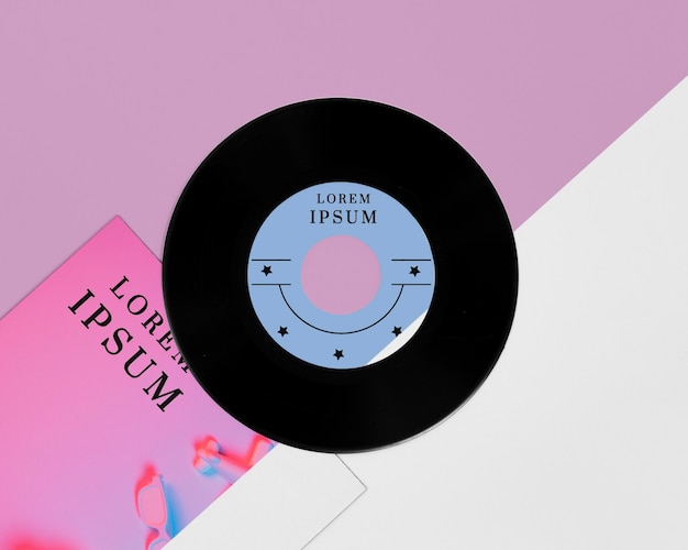 Flat lay vinyl records mock-up