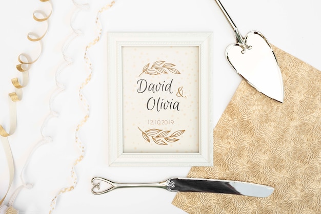 Flat lay wedding cutlery