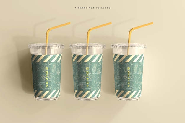 Flat Lid Large Plastic Cup Mockup
