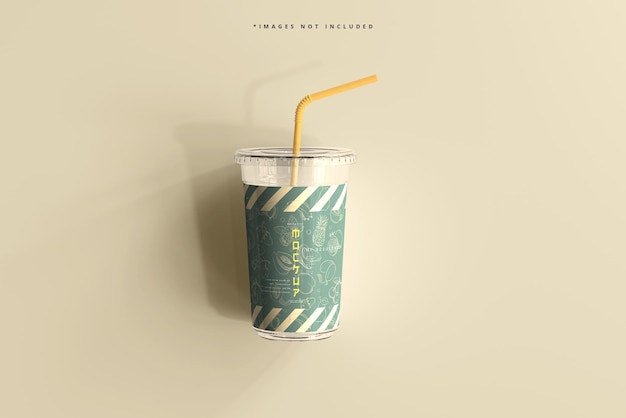 Flat Lid Large Plastic Cup Mockup
