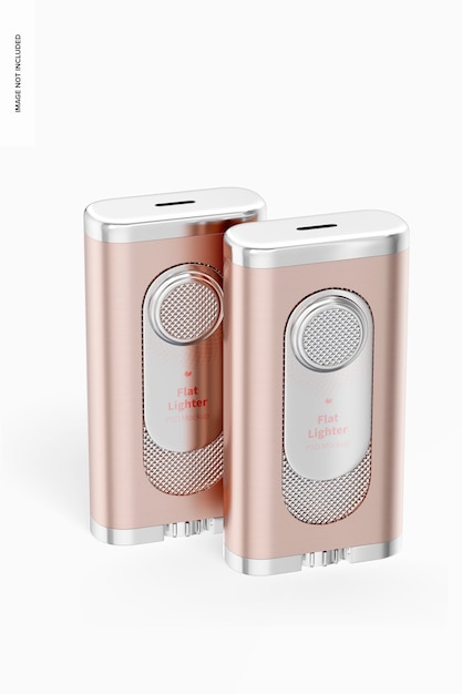 PSD flat lighters mockup, perspective