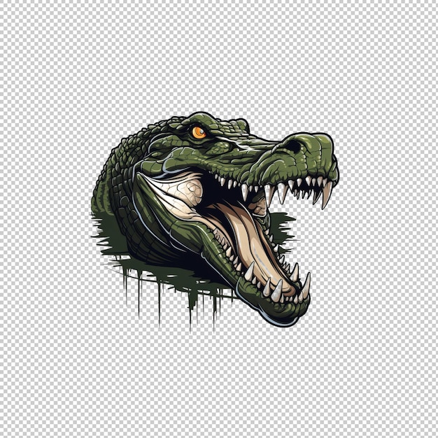 PSD Плоский логотип аллигатор изолированный фон изолирован