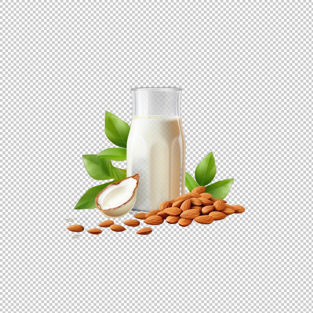 PSD flat logo almond milk isolated background isol