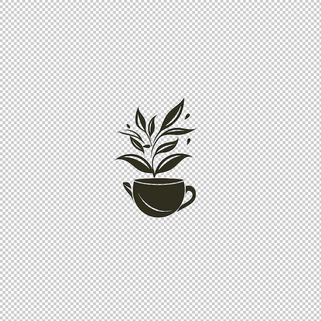 PSD flat logo black tea isolated background isolat