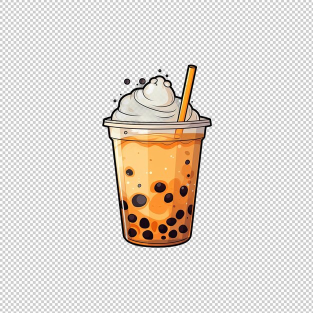 평평한 로고 Bubble Tea 고립된 배경 고립