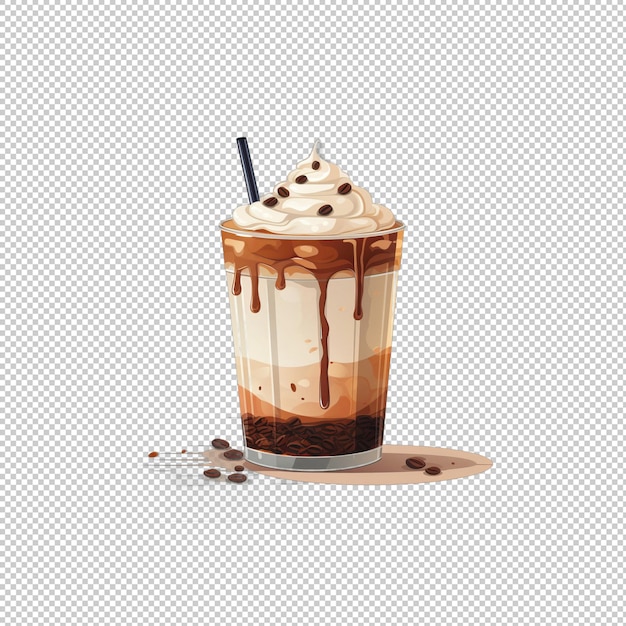 PSD flat logo iced cappuccino isolated background