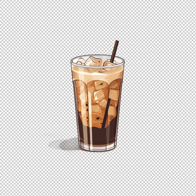 PSD flat logo iced coffee isolated background isol