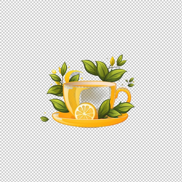 PSD flat logo lemon tea isolated background isolat