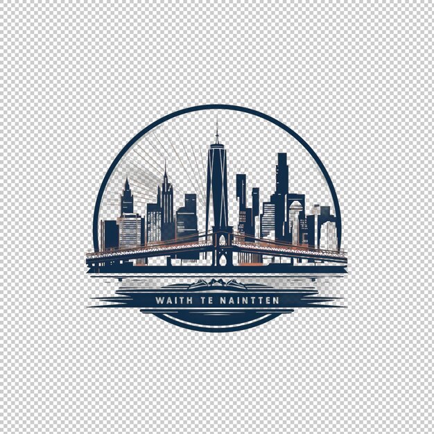 PSD logo piatto di manhattan isolato sullo sfondo isolato