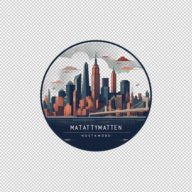 PSD logo piatto di manhattan isolato sullo sfondo isolato