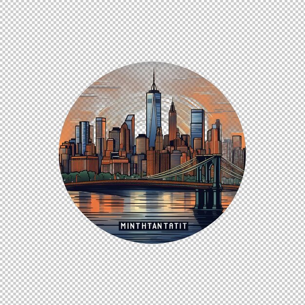 PSD flat logo manhattan isolated background isolat