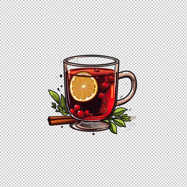 PSD flat logo mulled wine isolated background isol