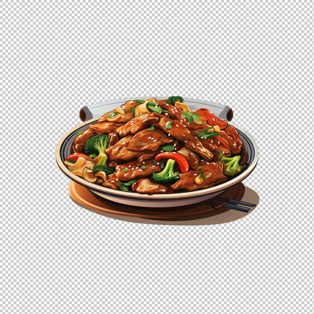 Flat logo pork stirfry isolated background is