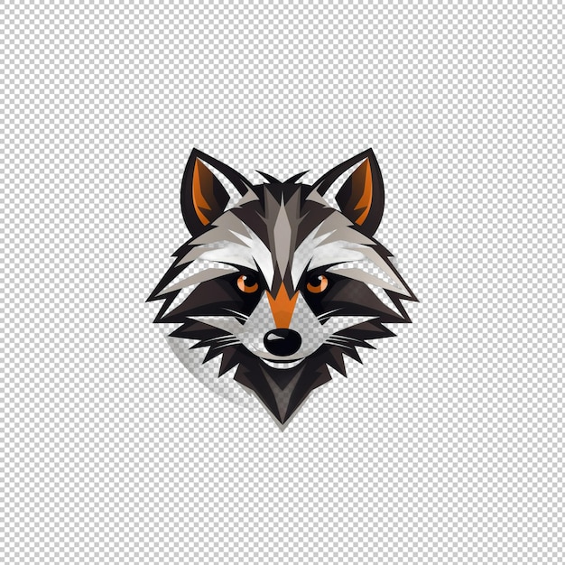 PSD logo piatto raccoon sfondo isolato