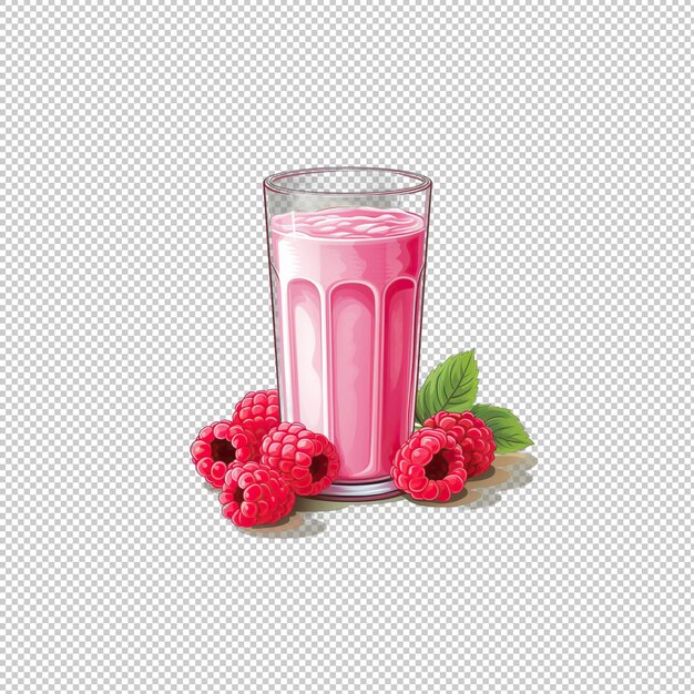 PSD flat logo raspberry milk isolated background i