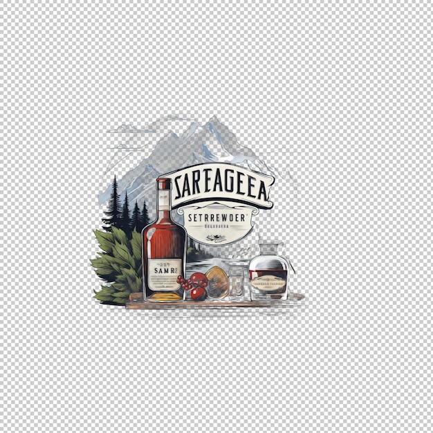 PSD flat logo sazerac isolated background