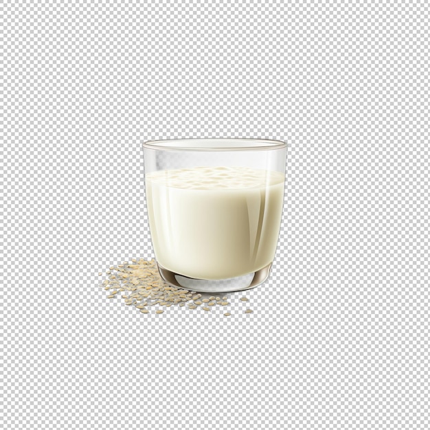PSD logo piatto semi di sesamo latte isolato sfondo
