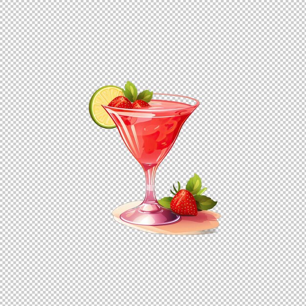 PSD logo piatto daiquiri a fragola sullo sfondo isolato