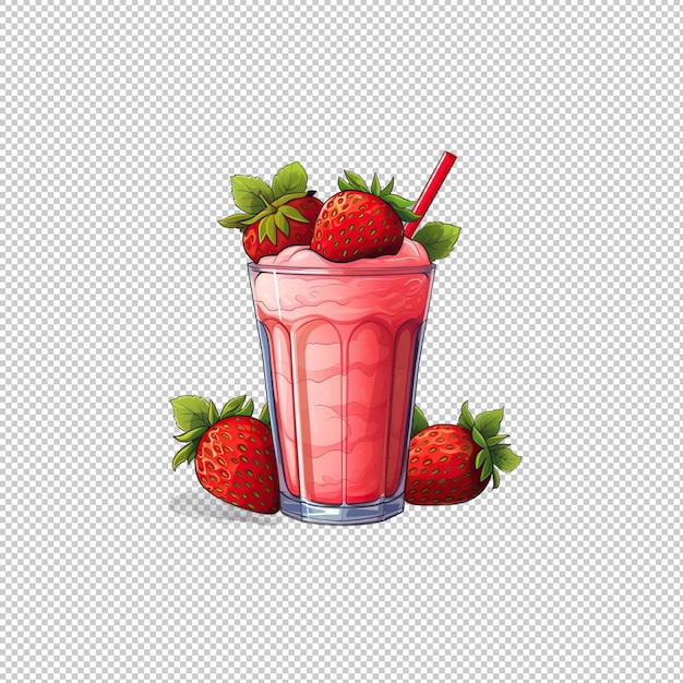 PSD flat logo strawberry juice isolated background