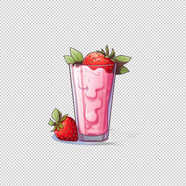 PSD flat logo strawberry milk isolated background