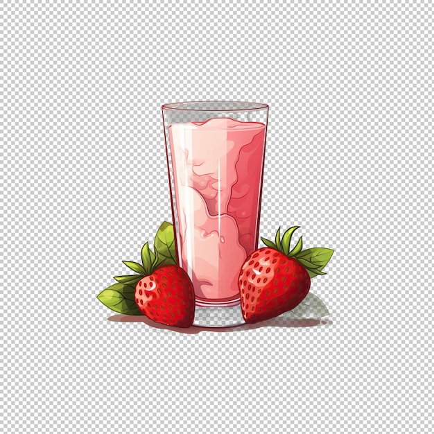 PSD flat logo strawberry milk isolated background