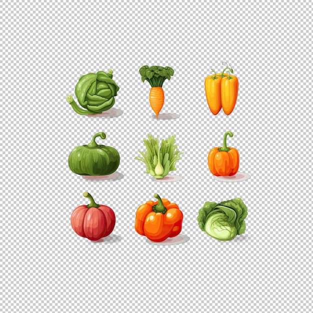 PSD flat logo vegetables isolated background isola