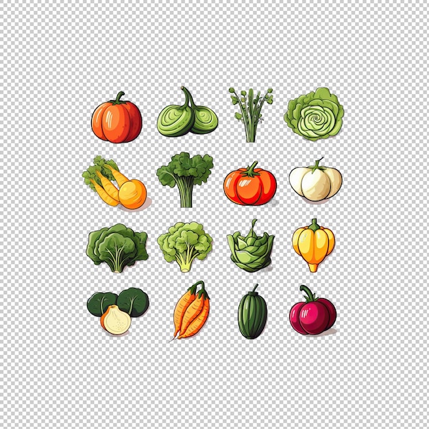 PSD flat logo vegetables isolated background isola