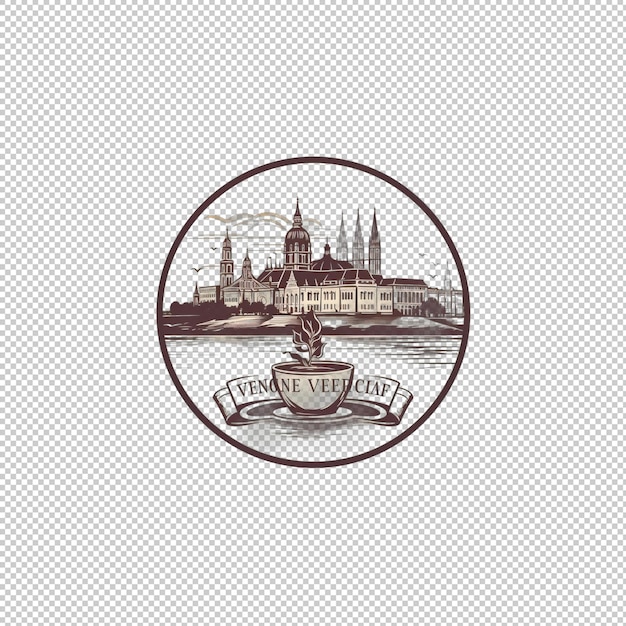 PSD flat logo vienna coffee isolated background is