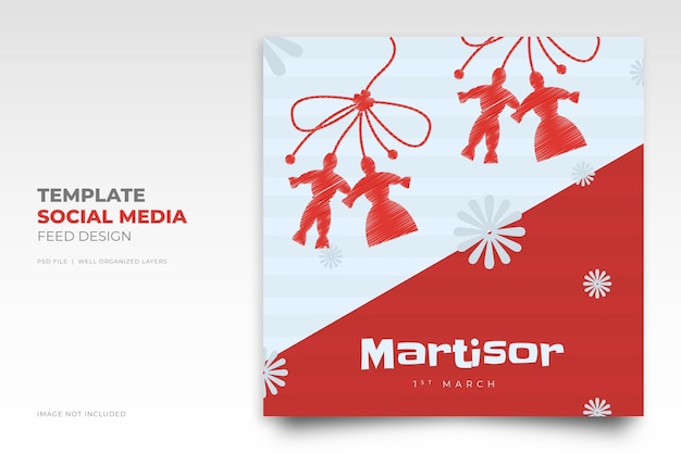 PSD flat martisor instagram social media post template