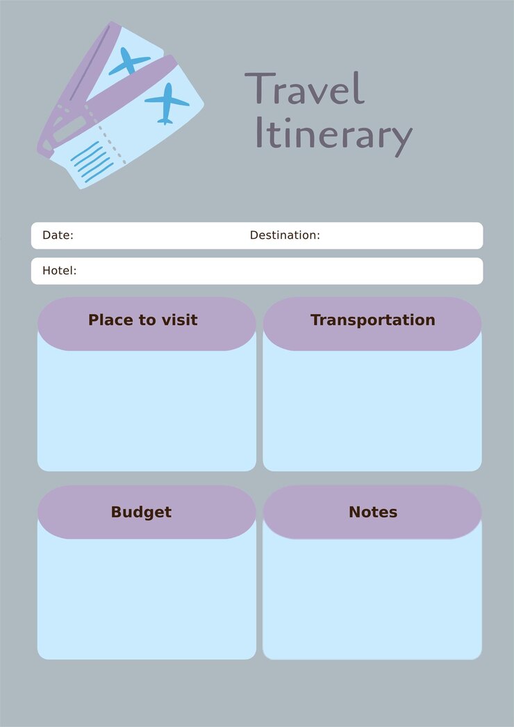 PSD flat minimalist travel itinerary template