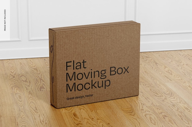 PSD flat moving box mockup perspective