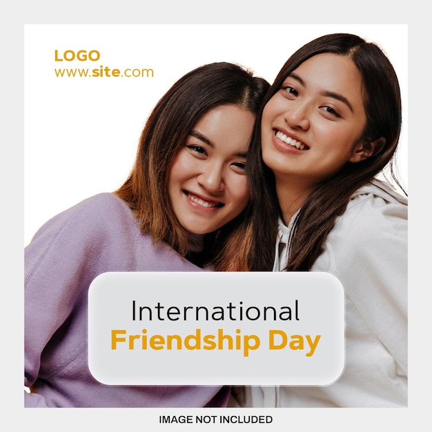 Premium PSD Flat design friendship day poster template