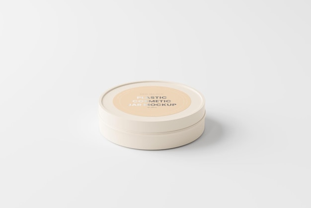 Flat plastic cosmetic jar mockups