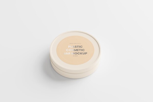 PSD flat plastic cosmetic jar mockups