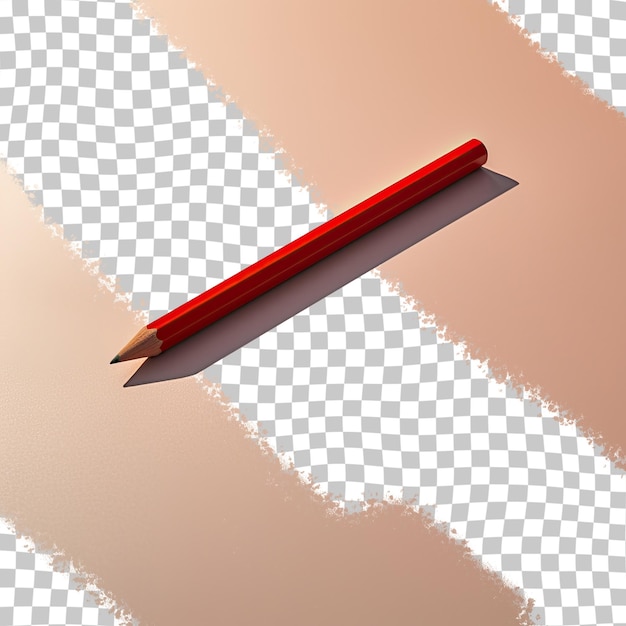 PSD flat red pencil with shadow representing schools and creative endeavors