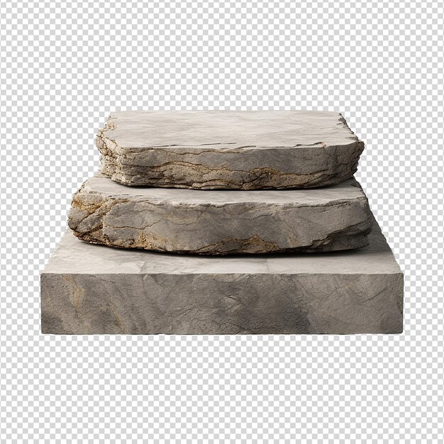 PSD flat rock stone podium for display product isolated on transparent background