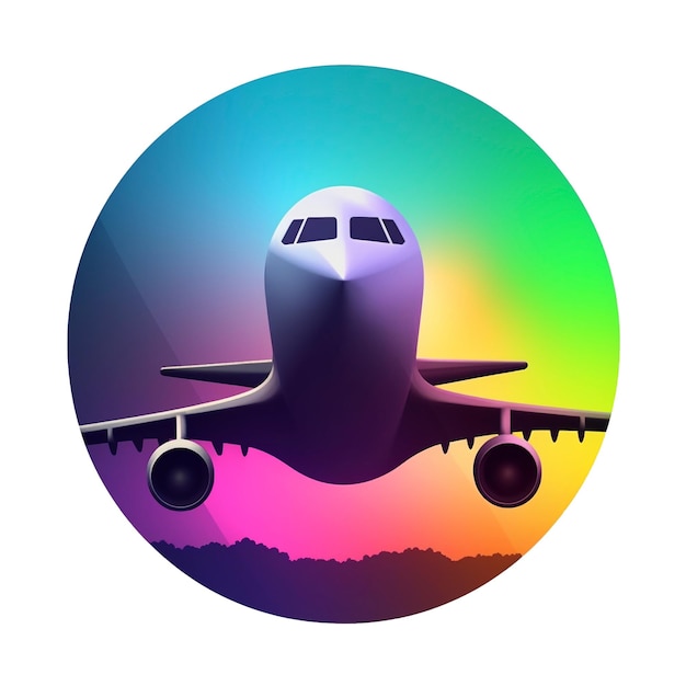 PSD flat round airplane icon created with generative ai