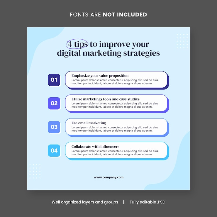 PSD flat simple infographics tips social media post template design how to steps information educational