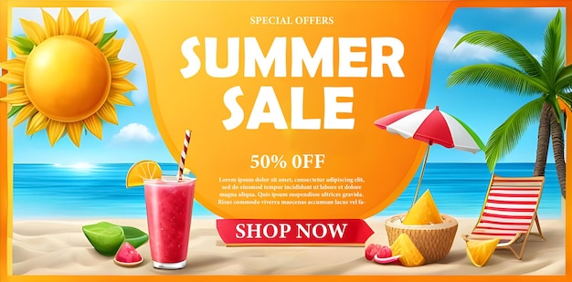 flat summer sale poster template for summer season