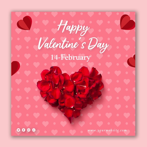 Flat valentine's day social media  banner or posts design