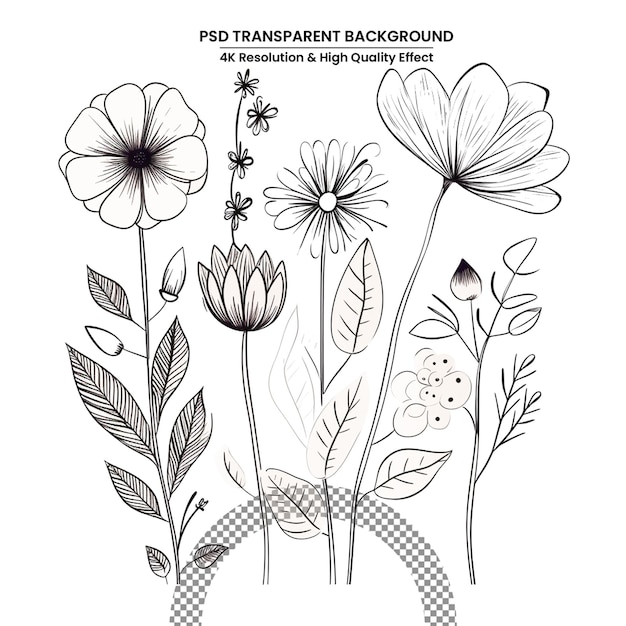 PSD flat vector art illustration of flower bouquet